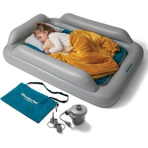 SlumberPod SlumberTot Inflatable Toddler Travel Bed - Portable Kids Air Mattress with Safety Bumpers - Perfectly Sized Ideal for Travel or Home Use - Includes Electric Pump