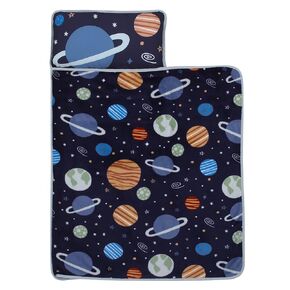 Everything Kids Solar System Navy, Orange, and Gray Toddler Nap Mat