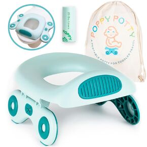 Portable Potty Seat for Toddler Travel Teal – 20 Liners & Carry Bag, 110lbs Capacity, Lightweight <2lbs – Car Potty for Toddler – Portable Toddler Potty Car Toilet – Portable Potty for Toddler Travel