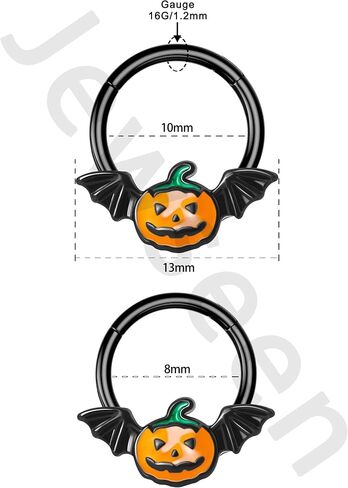 Jewseen Halloween Septum Rings Pumpkin Hinged Segment Rings Black Daith Piercing Jewelry Cartilage Hoop Earring Nose Rings Hoops For Women in Saudi Arabia