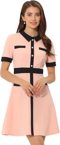 Allegra K Women's Vintage Work Dress Contrast Color Fit and Flare Dresses in Kuwait