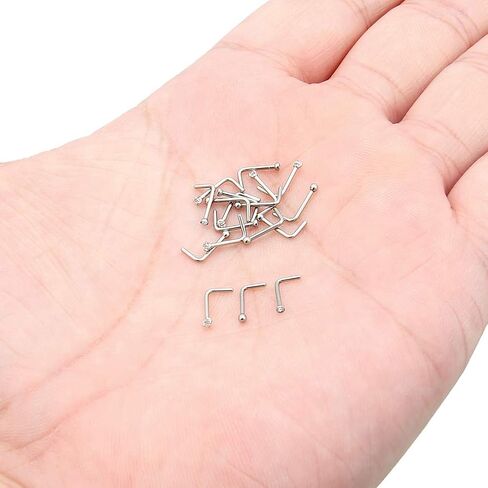 Lcolyoli 20 جرام L على شكل الأنف الدائري الجراحية الصلب الأنف ترصيع الثقب مجوهرات للنساء الرجال كريستال 1.5 مللي متر 2 مللي متر 18 قطعة in Kuwait