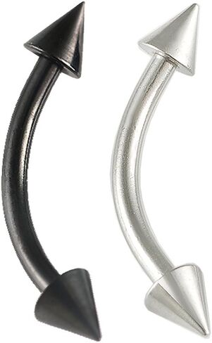 2 قطعة القرط الغضروف 16 جرام الأسود الجراحية الصلب سبايك Labret الشفاه خواتم الحاجب ثقب محارة الرخ مجوهرات أكثر أطوال in Kuwait