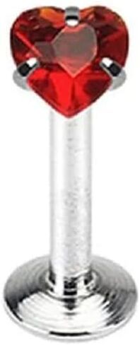 Pierced Owl 16GA 316L Stainless Steel Internally Threaded CZ Crystal Heart Top Flat Back Labret Stud in Kuwait