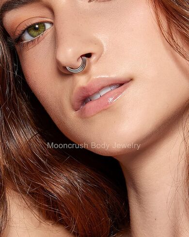 Mooncrush Jewelry G23 حلقات الحاجز المصنوعة من التيتانيوم الصلب 16G حلقات الأنف الفضية الحد الأدنى Daith Helix Hoop الأقراط مكدسة Daith Helix ثقب المجوهرات هيبوالرجينيك in Kuwait