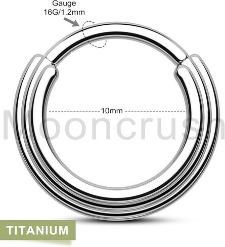 Mooncrush Jewelry G23 حلقات الحاجز المصنوعة من التيتانيوم الصلب 16G حلقات الأنف الفضية الحد الأدنى Daith Helix Hoop الأقراط مكدسة Daith Helix ثقب المجوهرات هيبوالرجينيك in Kuwait