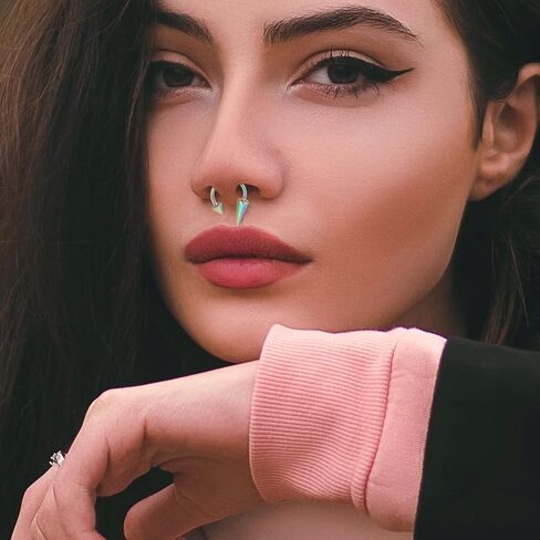 YOFANST 16g Stainless Steel Long Spike Nose Septum Rings Horseshoe Hoop Labret Ring 10mm 12mm in Kuwait