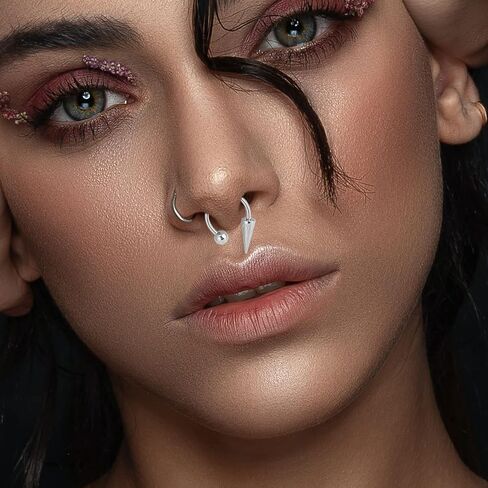 YOFANST 16g Stainless Steel Long Spike Nose Septum Rings Horseshoe Hoop Labret Ring 10mm 12mm in Kuwait