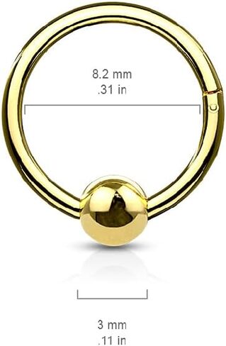 Pierced Owl - 16GA Ball Closure Hoop 316L Surgical Stainless Steel Hinge Hoop Septum Cartilage Helix Daith Segment Ring in Saudi Arabia