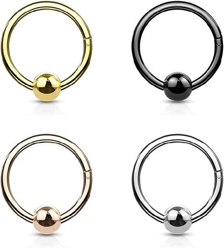 Pierced Owl - 16GA Ball Closure Hoop 316L Surgical Stainless Steel Hinge Hoop Septum Cartilage Helix Daith Segment Ring in Saudi Arabia