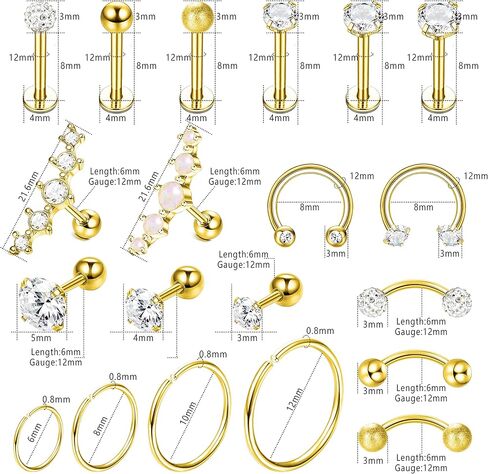 Drperfect 16G الغضروف القرط هوب للنساء إلى الأمام اللولب روك Daith محارة الزنمة الأذن ثقب المجوهرات in Kuwait