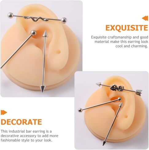 USHOBE 6 قطعة القرط الحديد ثقب الغضروف القرط ثعبان الأذن مجوهرات هيئة ثقب المجوهرات الصناعية ثقب بار للنساء الرجال in Kuwait