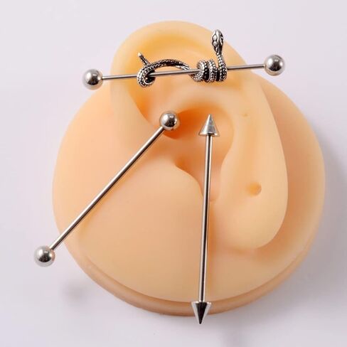 USHOBE 6 قطعة القرط الحديد ثقب الغضروف القرط ثعبان الأذن مجوهرات هيئة ثقب المجوهرات الصناعية ثقب بار للنساء الرجال in Kuwait