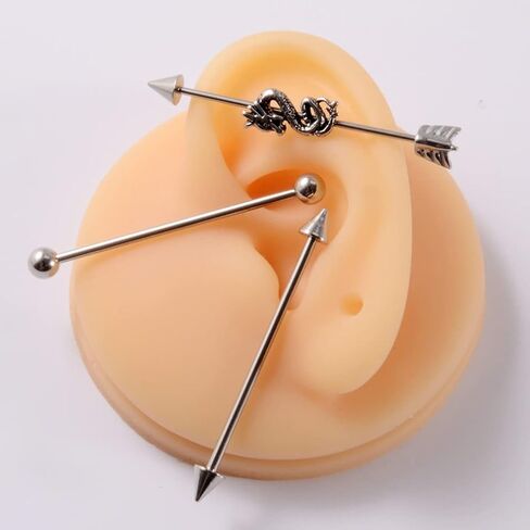 USHOBE 6 قطعة القرط الحديد ثقب الغضروف القرط ثعبان الأذن مجوهرات هيئة ثقب المجوهرات الصناعية ثقب بار للنساء الرجال in Kuwait