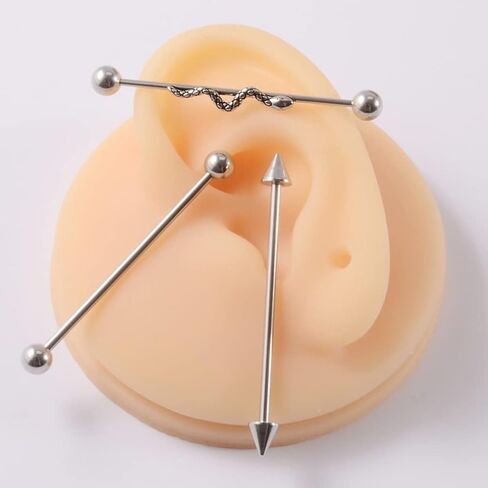 USHOBE 6 قطعة القرط الحديد ثقب الغضروف القرط ثعبان الأذن مجوهرات هيئة ثقب المجوهرات الصناعية ثقب بار للنساء الرجال in Kuwait