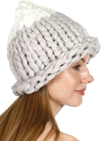 قبعة صغيرة من SERENITA Slouch للنساء. قبعة متماسكة مكتنزة للغاية. قبعة صغيرة كبيرة الحجم للنساء. كابل مطاطي بحلقة كبيرة in Kuwait