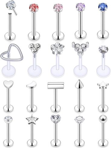 Cisyozi 16G دفع بدون خيوط في الشفاه Labret Monroe Medusa Rings Studs 316L الفولاذ الجراحي البلاستيك الغضروف الزنمة اللولبية محارة الأذن حلق مجوهرات ثقب الجسم للنساء والرجال 8 مم in Kuwait