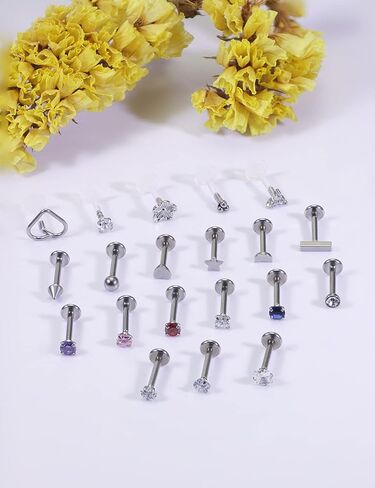Cisyozi 16G دفع بدون خيوط في الشفاه Labret Monroe Medusa Rings Studs 316L الفولاذ الجراحي البلاستيك الغضروف الزنمة اللولبية محارة الأذن حلق مجوهرات ثقب الجسم للنساء والرجال 8 مم in Kuwait