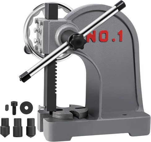 مكبس أربور 1 طن بعجلة يدوية، مكبس أربور يدوي من الحديد الزهر عالي التحمل 1 طن، أقصى ارتفاع 6.45 بوصة، مكبس أربور سطح المكتب، آلة ضغط معدنية للختم وتشكيل الانحناء والتمدد in Kuwait