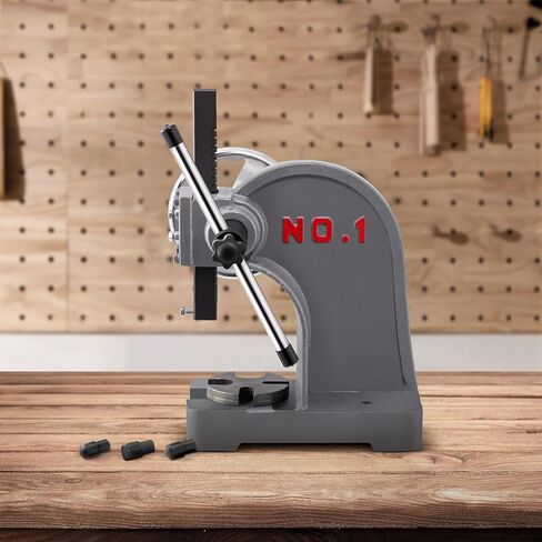 مكبس أربور 1 طن بعجلة يدوية، مكبس أربور يدوي من الحديد الزهر عالي التحمل 1 طن، أقصى ارتفاع 6.45 بوصة، مكبس أربور سطح المكتب، آلة ضغط معدنية للختم وتشكيل الانحناء والتمدد in Kuwait