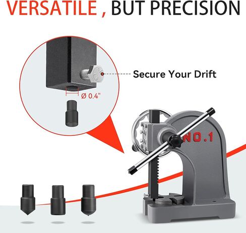 مكبس أربور 1 طن بعجلة يدوية، مكبس أربور يدوي من الحديد الزهر عالي التحمل 1 طن، أقصى ارتفاع 6.45 بوصة، مكبس أربور سطح المكتب، آلة ضغط معدنية للختم وتشكيل الانحناء والتمدد in Kuwait