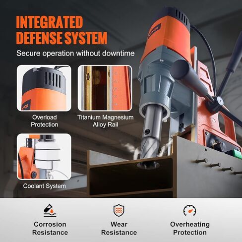 VEVOR Magnetic Drill, 1550W 2" Boring Diameter, 2922lbf/13000N 500 RPM Portable Electric Mag Drill Press with Variable Speed, Drilling Machine for any Surface Home Improvement Industry Railway in Kuwait