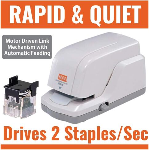 MAX USA CORP. EH-20F EH-20F دباسة وخرطوشة دباسة كهربائية مضادة للتكدس، غطاء 25 ورقة، رمادي، 3.3 بوصة × 3.2 بوصة × 6.6 بوصة in Kuwait