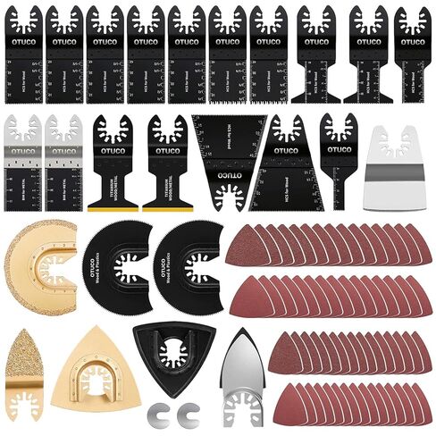 150Pcs Oscillating Saw Blades, Multi-Tool Blades Kit for DeWalt Ryobi | Bi-Metal Blades for Wood Metal Cutting, Oscillating Tool Accessories Tool Blade Kits for Makita, Rockwell, with Sanding Paper in Saudi Arabia