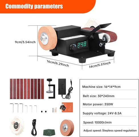 أداة تلميع سطح المكتب بحزام كهربائي صغير من تو أوتو، مخزن مؤقت مع شاشة LED - تحكم متغير لا نهائي بسرعتين، أداة كهربائية متعددة الوظائف 3 في 1 in Kuwait