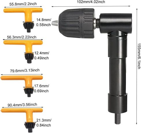 90 Degree Angle Drill With 4 Keys, 0.8-10mm Right Angle Bend Extension, Right Angle Drill Attachment, Cordless Right Angle Drill Attachment Adapter 90 Degree Handle Chuck in Kuwait