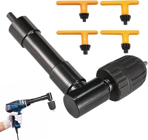 90 Degree Angle Drill With 4 Keys, 0.8-10mm Right Angle Bend Extension, Right Angle Drill Attachment, Cordless Right Angle Drill Attachment Adapter 90 Degree Handle Chuck in Kuwait