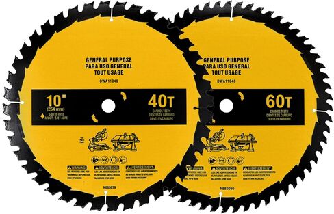 2-Pack 10in 40T/60T Table Saw Blades Compatible with Dewalt Table/Miter Saw Blade DWA-110CMB 10 in Saw Blade for Table Saw Replace for DWA11040/DWA11060 Fine Finish in Saudi Arabia