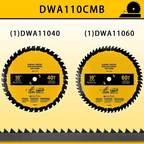 2-Pack 10in 40T/60T Table Saw Blades Compatible with Dewalt Table/Miter Saw Blade DWA-110CMB 10 in Saw Blade for Table Saw Replace for DWA11040/DWA11060 Fine Finish in Saudi Arabia