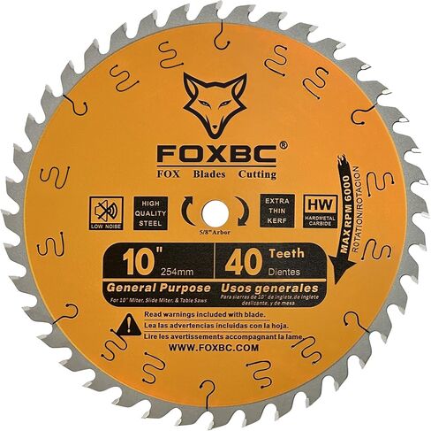FOXBC 10-Inch Table Saw Blade, 40-Tooth, Ultimate General Purpose Saw Blade Wood Cutting, 5/8-Inch Arbor in Saudi Arabia