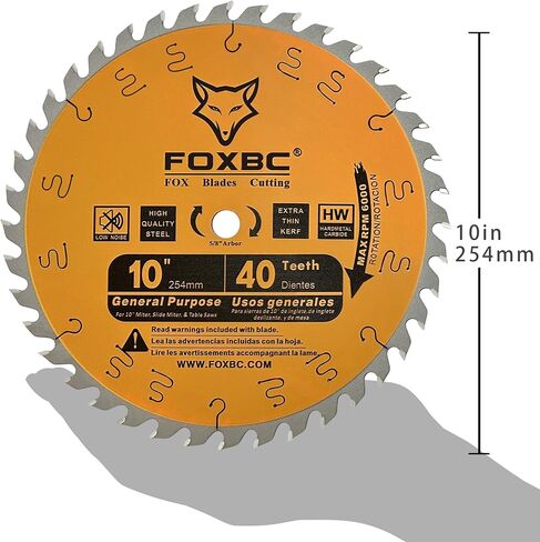 FOXBC 10-Inch Table Saw Blade, 40-Tooth, Ultimate General Purpose Saw Blade Wood Cutting, 5/8-Inch Arbor in Saudi Arabia