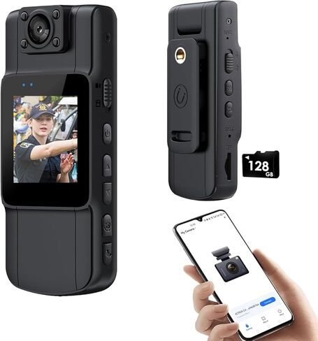 كاميرا الجسم واي فاي 2K(1440P)، مقاومة للماء ودعم إنفاذ القانون بحد أقصى 256 جيجابايت، كاميرا الجسم الشخصية القابلة للارتداء مع تسجيل الصوت والفيديو، التحكم في التطبيق عن بعد، رؤية ليلية، عدسة دوارة 180 درجة in Kuwait