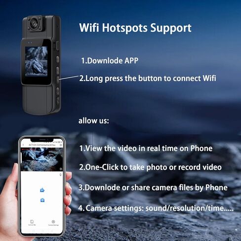 كاميرا الجسم واي فاي 2K(1440P)، مقاومة للماء ودعم إنفاذ القانون بحد أقصى 256 جيجابايت، كاميرا الجسم الشخصية القابلة للارتداء مع تسجيل الصوت والفيديو، التحكم في التطبيق عن بعد، رؤية ليلية، عدسة دوارة 180 درجة in Kuwait