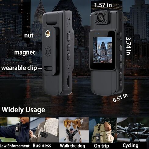 كاميرا الجسم واي فاي 2K(1440P)، مقاومة للماء ودعم إنفاذ القانون بحد أقصى 256 جيجابايت، كاميرا الجسم الشخصية القابلة للارتداء مع تسجيل الصوت والفيديو، التحكم في التطبيق عن بعد، رؤية ليلية، عدسة دوارة 180 درجة in Kuwait