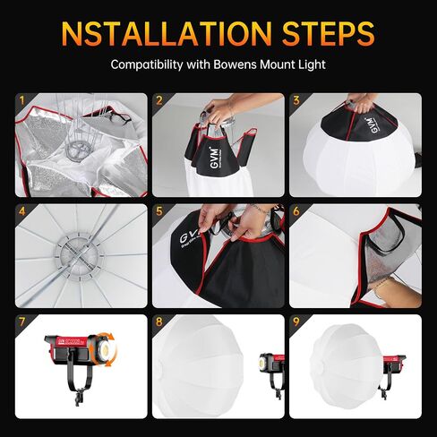 GVM Lantern Softbox Soft Light Modifier, 33inch, Quick-Setup Quick-Folding GVM Light Upgraded for GVM SD200B SD300B SD400B SD500B SD650B and Other Bowens Mount Light in Saudi Arabia