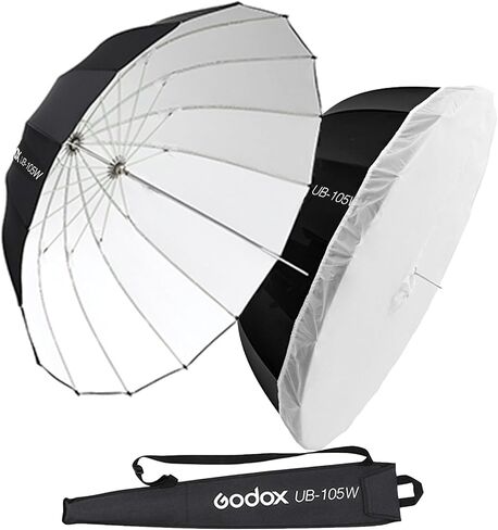 Godox 41.3" / 105cm Parabolic Deep Reflective Umbrella White Inner Studio Soft Light Umbrella with Withe Diffuser Cover for Photography Video Studio Shooting in Saudi Arabia