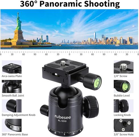 حامل ثلاثي من ألياف الكربون للكاميرا مونوبود مع رأس كرة بانوراما 360 درجة، حامل ثلاثي احترافي مدمج للسفر 66 بوصة/168 سم لوحة Arca QR 1/4 بوصة، حقيبة محمولة لكاميرا فيديو DSLR أقصى تحميل 88 رطل/40 كجم in Kuwait