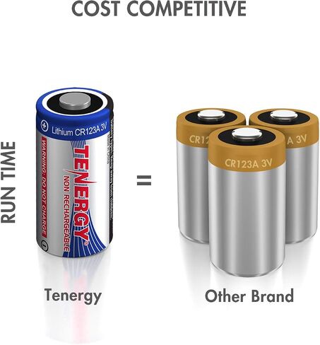 بطارية ليثيوم Tenergy 3V CR123A، بطاريات خلوية CR123A عالية الأداء محمية بتقنية PTC لأجهزة الاستشعار الذكية، 4 عبوات (غير قابلة لإعادة الشحن) in Kuwait