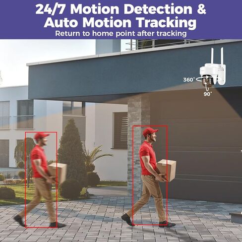 xmartO 10X Zoom Security Camera, 2K HD 24/7 Recording Security Camera System with Auto Tracking, Wireless PTZ Home Security System for Indoor Outdoor Surveillance, Motion Detection, 2-Way Audio in Kuwait