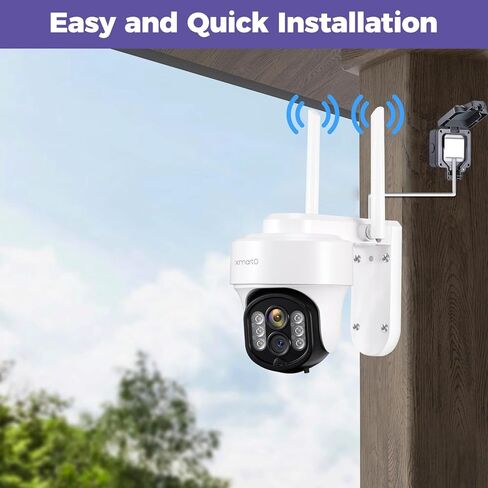 xmartO 10X Zoom Security Camera, 2K HD 24/7 Recording Security Camera System with Auto Tracking, Wireless PTZ Home Security System for Indoor Outdoor Surveillance, Motion Detection, 2-Way Audio in Kuwait