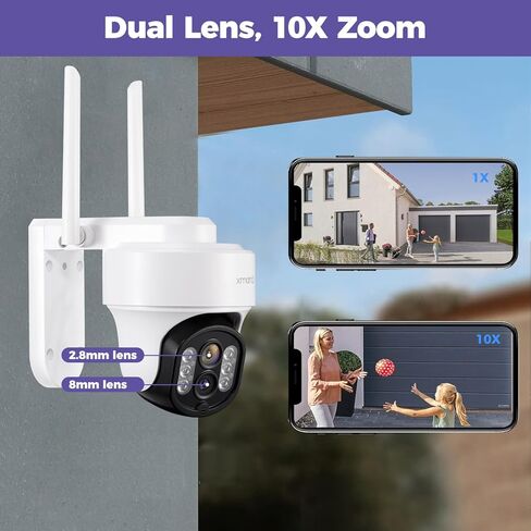 xmartO 10X Zoom Security Camera, 2K HD 24/7 Recording Security Camera System with Auto Tracking, Wireless PTZ Home Security System for Indoor Outdoor Surveillance, Motion Detection, 2-Way Audio in Kuwait