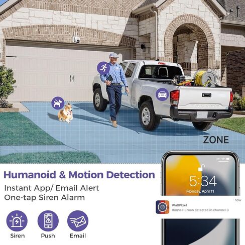 xmartO 10X Zoom Security Camera, 2K HD 24/7 Recording Security Camera System with Auto Tracking, Wireless PTZ Home Security System for Indoor Outdoor Surveillance, Motion Detection, 2-Way Audio in Kuwait