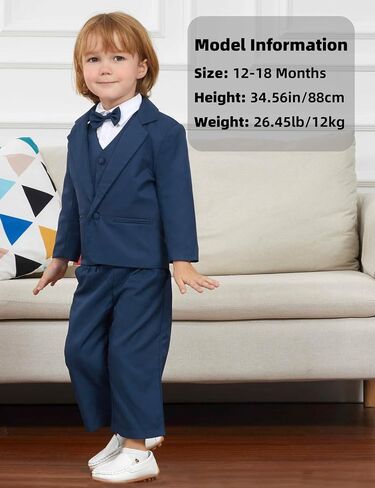 طقم جاكيت وقميص وسترة وسروال وربطة عنق للأطفال من 5 قطع من A&J DESIGN 6 أشهر - 3T in Saudi Arabia
