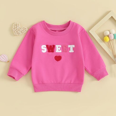 CREAIRY Newborn Baby Girl Valentines Day Outfit Letter Heart Sweatshirt Long Sleeve T-Shirt Tops Toddler Spring Fall Clothes in Kuwait