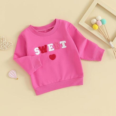 CREAIRY Newborn Baby Girl Valentines Day Outfit Letter Heart Sweatshirt Long Sleeve T-Shirt Tops Toddler Spring Fall Clothes in Kuwait