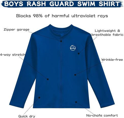 قميص سباحة Willit Boys Rash Guard بأكمام طويلة للأطفال/البنات الصغار بعامل حماية من أشعة الشمس 50+ قميص حماية من الشمس سريع الجفاف in Saudi Arabia